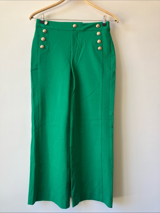 Charter Club Pants - CHARTER CLUB American Heritage Green Wide Leg Pants Gold Buttons Size 8P NWT